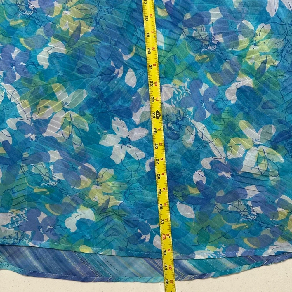 Graff Reversible Floral & Striped Maxi Skirt Vintage Blue Teal Purple Boho XL